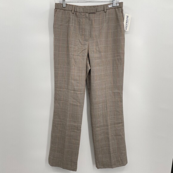 NWT PENDLETON Vintage VTG Beige Plaid 100% Virgin Wool Dress Slacks Size 12 - Picture 1 of 7
